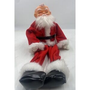 Vtg SANTA CLAUS Shelf Sitter JAPAN Wooden Rubber Faced 7 1/2" Kitchy